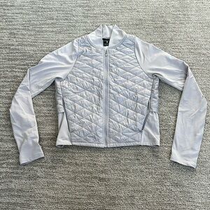 Nike Running AeroLayer Zip Up Quilted Lightweight Jacket Silver Gray Sma…